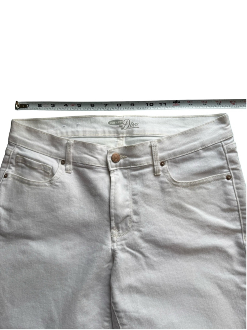 Old Navy White The Diva Skinny Jeans Stretch Denim Size 8 Vacation Coastal - Picture 8 of 14